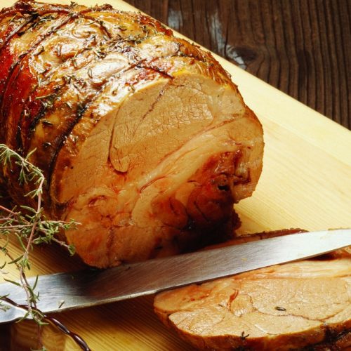 Roasted sliced pork loin