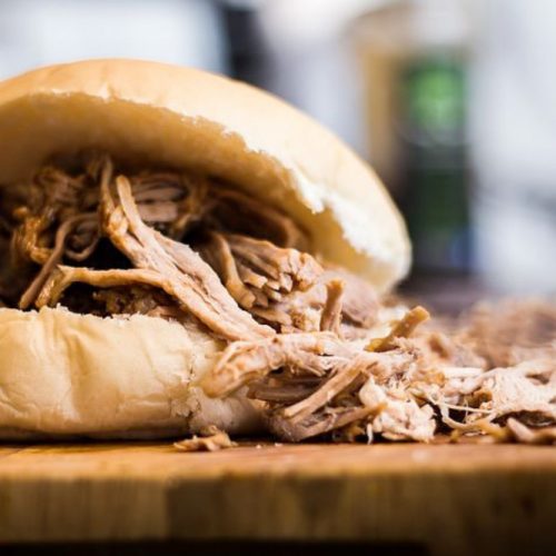 Barbeque pulled pork on cheddar biscuits (dozen)